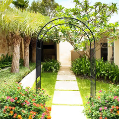 Metal Garden Arch L42.24'' X W17.52'' X H85.82'' Climbing Plants Support Rose Arch Outdoor Black