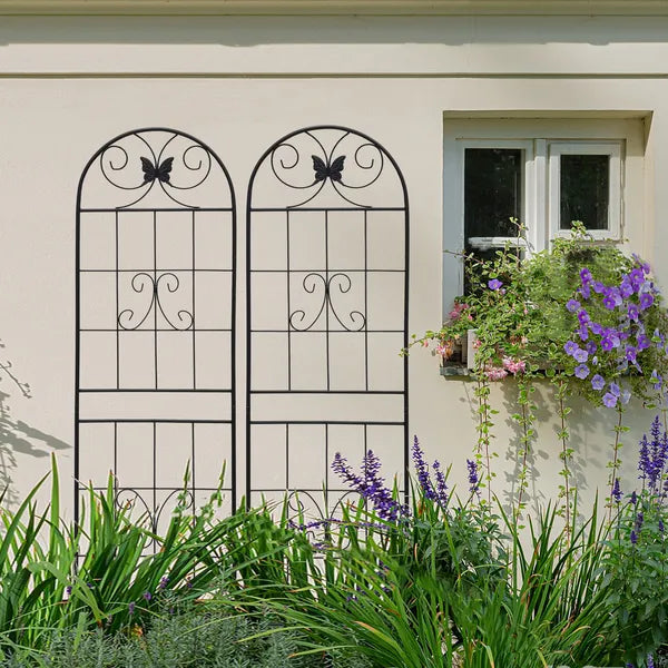 2 Pack Metal Garden Trellis 71" X 19.7" Rustproof Trellis For Climbing Plants Outdoor Flower Support Black