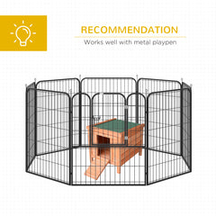 Small Wooden Rabbit Hutch Bunny Cage Guinea Pig Cage Duck House Dog House with Openable & Waterproof Roof, for Rabbits, Chickens, Ducks, Natural