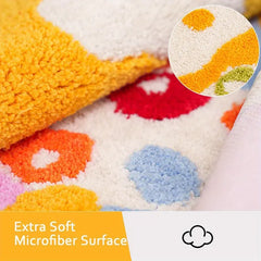 Colorful Cartoon Rugs, Colorful Flower Floor Mats, Cute And Beautiful Bedroom Rugs, Super Soft Bedroom Area Rugs, Non-Slip Quick Drying Long Bath Mats, Bathroom Kitchen Long Runner Mats