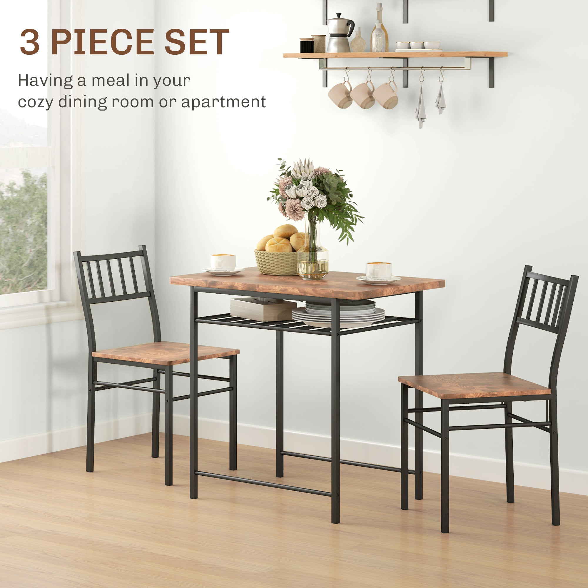 3-Piece Small Dining Table Set for 2