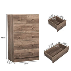 R279-9 Gray Particleboard With Textured Melamine Finish, 66*40*111cm, 4+2 Drawer Cabinet, Matte Gold Handles