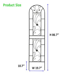 4 Pack Metal Garden Trellis 86.7" X 19.7" Rustproof Trellis For Climbing Plants Outdoor Flower Support Peacock Style Black