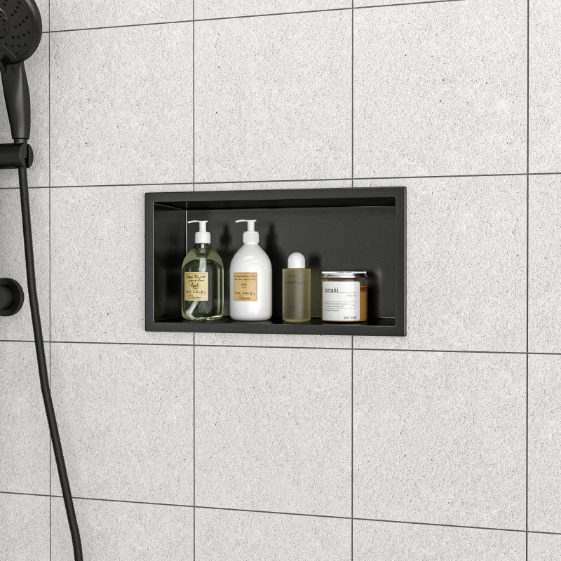 13 X 7in Stainless Steel Shower Niche - Gunmetal Black, Waterproof, Easy Installation, Corrosion-Resistant