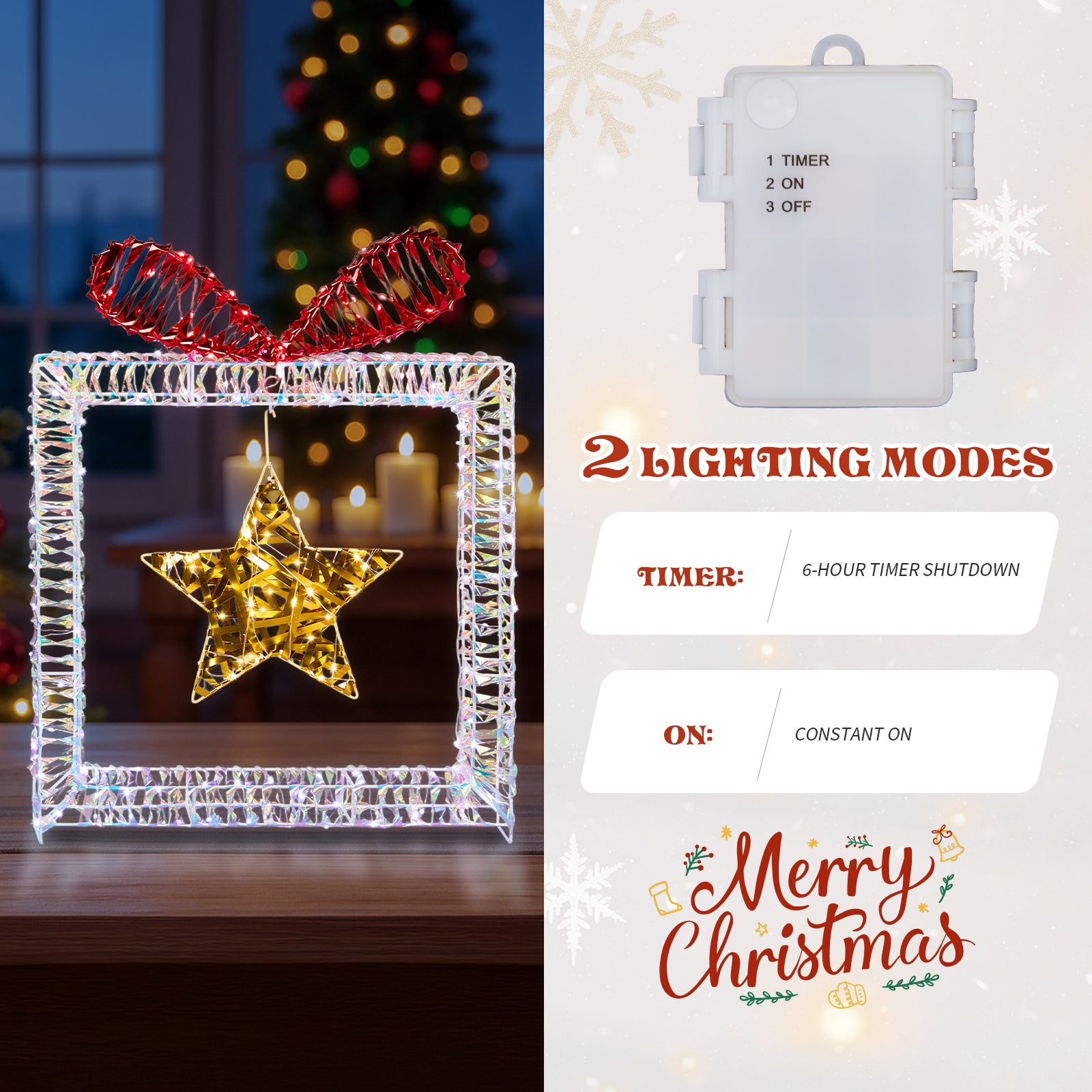 Set Of 3 Lighted Iridescent Cut-out Gift Box Christmas Decorations, Pre-lit Holiday Decor With 357 White LED Lights For Xmas Outdoor Indoor Decor Lighted Holiday Displays