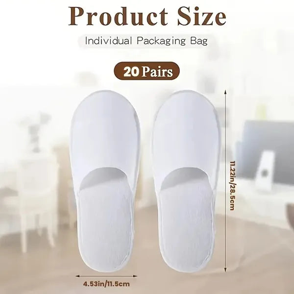 20 Pairs[ Five-star Hotel Disposable Slippers ], Suitable For Hotels, Spas, Travel, Shotless Families, Spa Slippers With Bags, Anti-slip, Individually Packaged