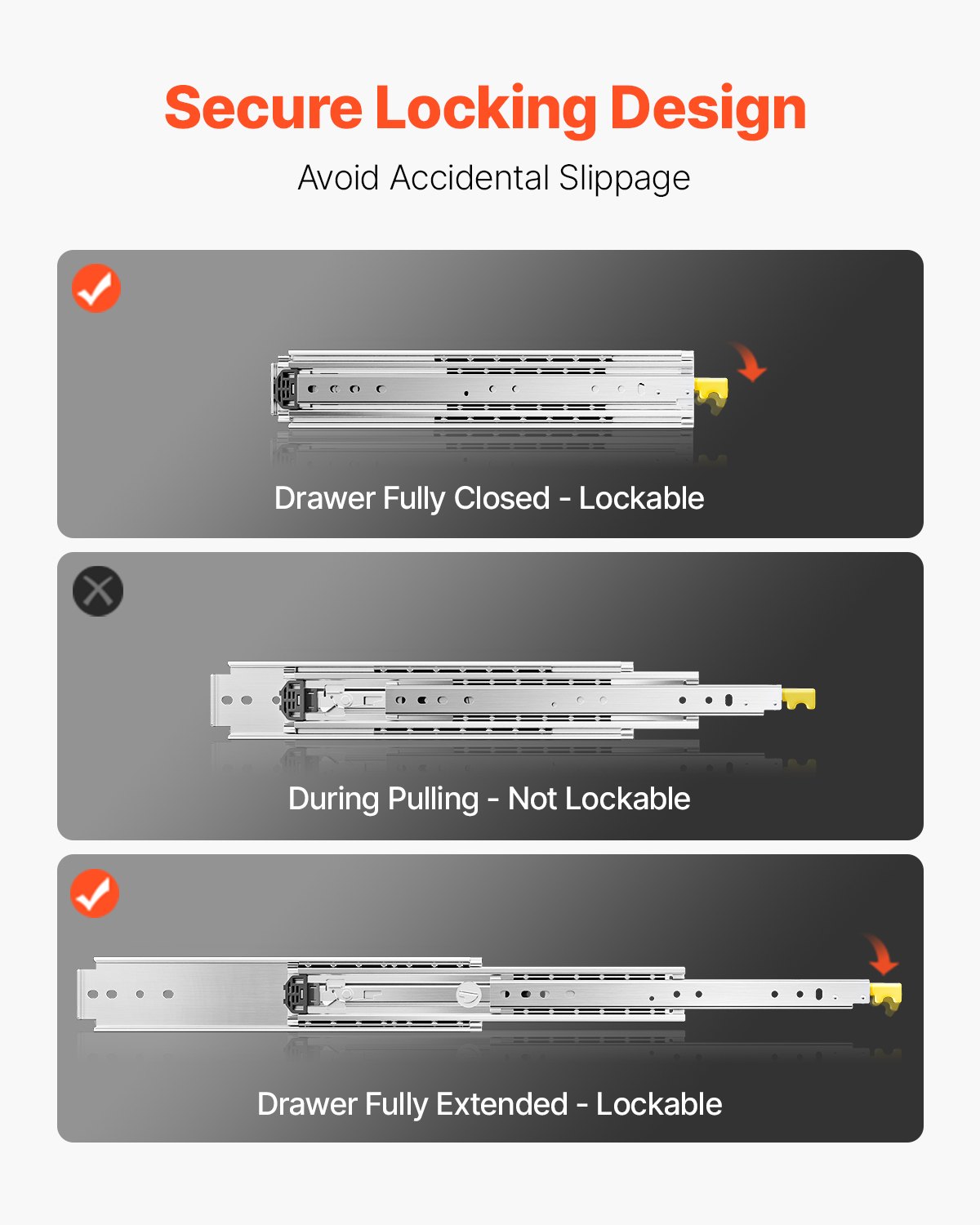 1 Pair 16-60 In  Drawer Slides Ball Bearing Full Extension