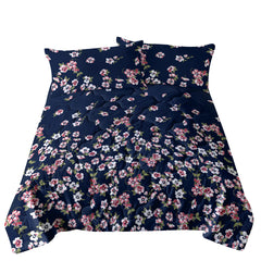 3pc Dark Blue Floral Bedding Comforter Set Including 1 Comforter Set And 2 Pillowcases Suitable For All Seasons