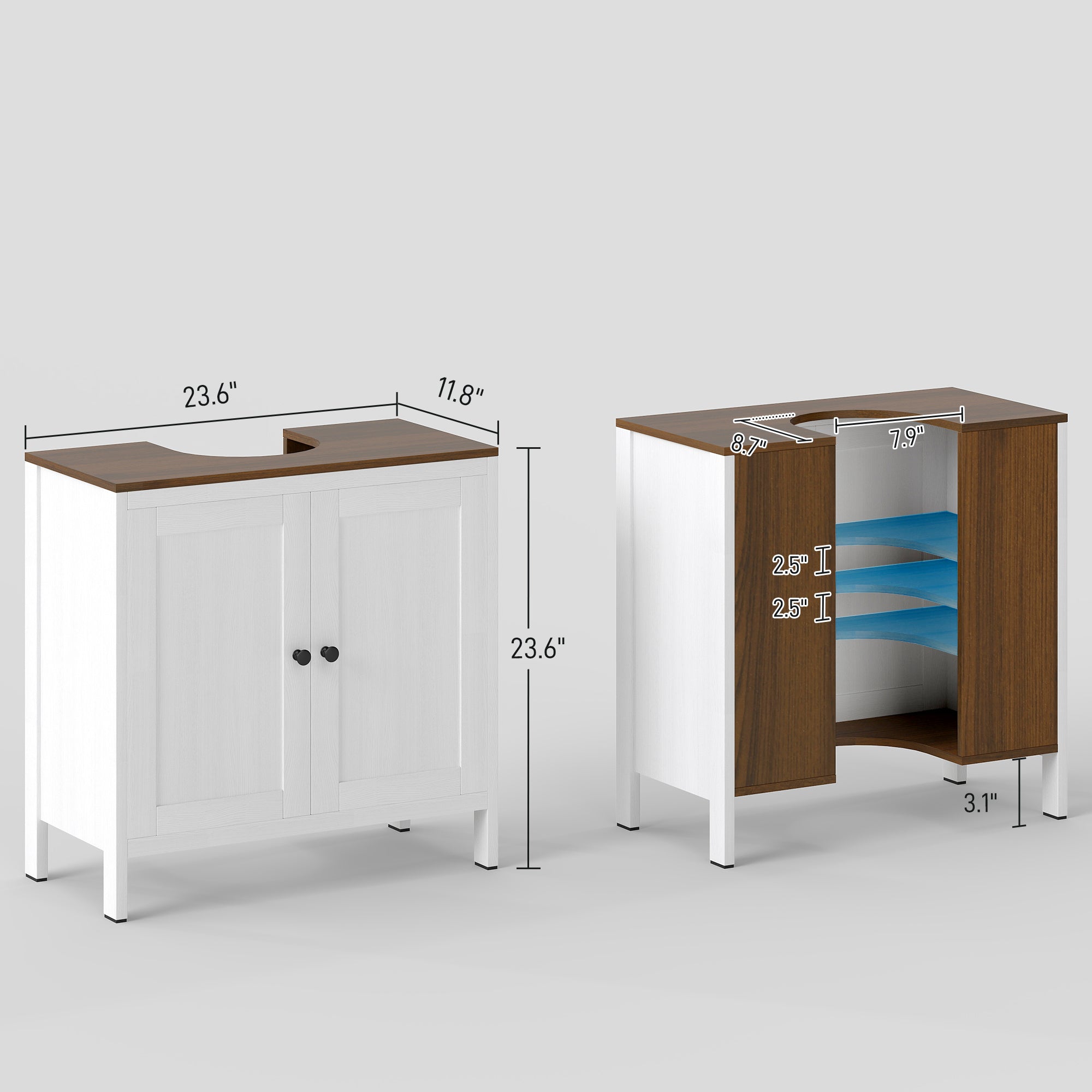 Bathroom Sink Cabinet, Freestanding Under Sink Cabinet Adjustable Shelf
