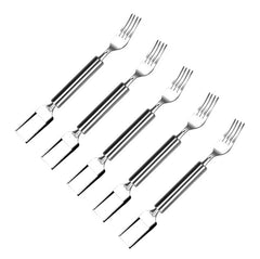 5Pcs 2 In 1 Watermelon Cutter Slicer Fork Stainless Steel Dual Head Watermelon Fruit Cutting