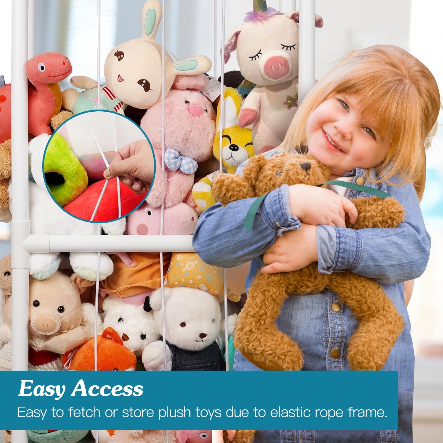 1Pc Stuffed Animal Storage PVC Plush Organizer Shelf Plush Stuffed Animal Holder Standing Kids Toy Storage Cage With Elastic Band For Nursery Play Room Bedroom