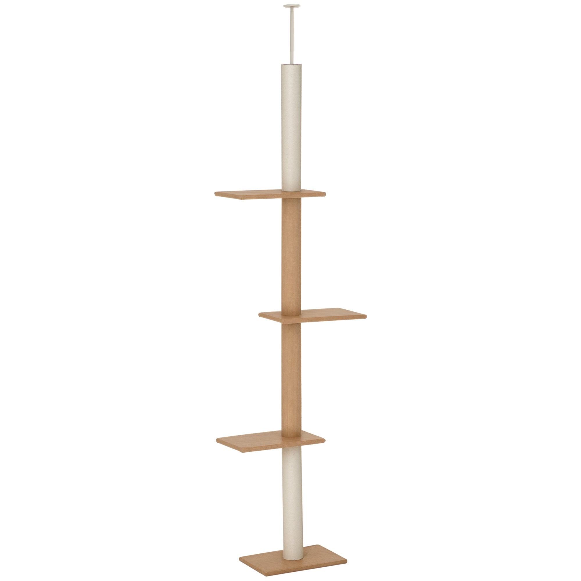Floor-to-Ceiling Cat Tree Cat Climbing Tower with Sisal-Covered Scratching Posts Natural Cat Tree Activity Center for Kittens Cat Tower Furniture, Light brown