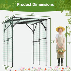 Large Garden Trellis Arch - 79"x59"x78" PE-Coated Metal, Rustproof Plant Support For Climbing Vines
