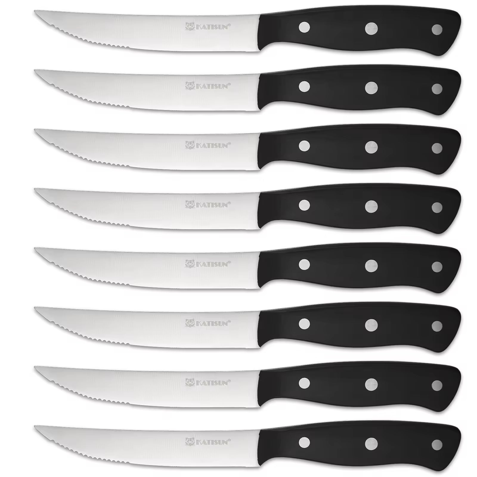8-Piece 4.5-Inch Steak Knife Set, Carbon Steel Double Bevel, With Eco-Friendly POM Handles And Gift Box