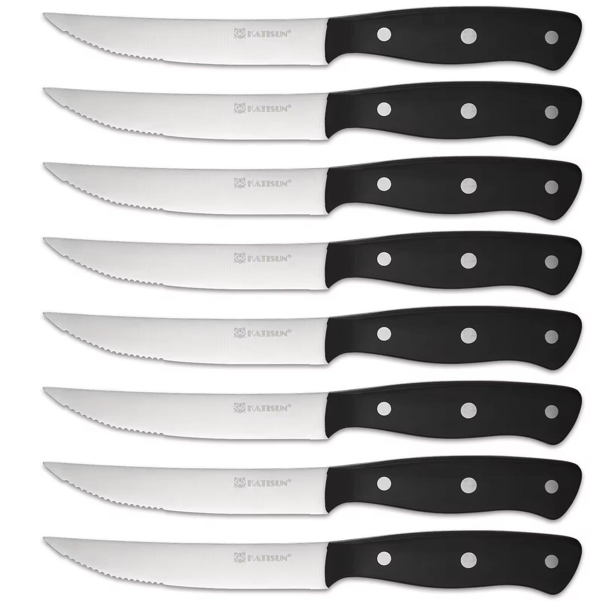 8-Piece 4.5-Inch Steak Knife Set, Carbon Steel Double Bevel, With Eco-Friendly POM Handles And Gift Box