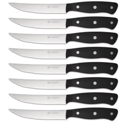 8-Piece 4.5-Inch Steak Knife Set, Carbon Steel Double Bevel, With Eco-Friendly POM Handles And Gift Box