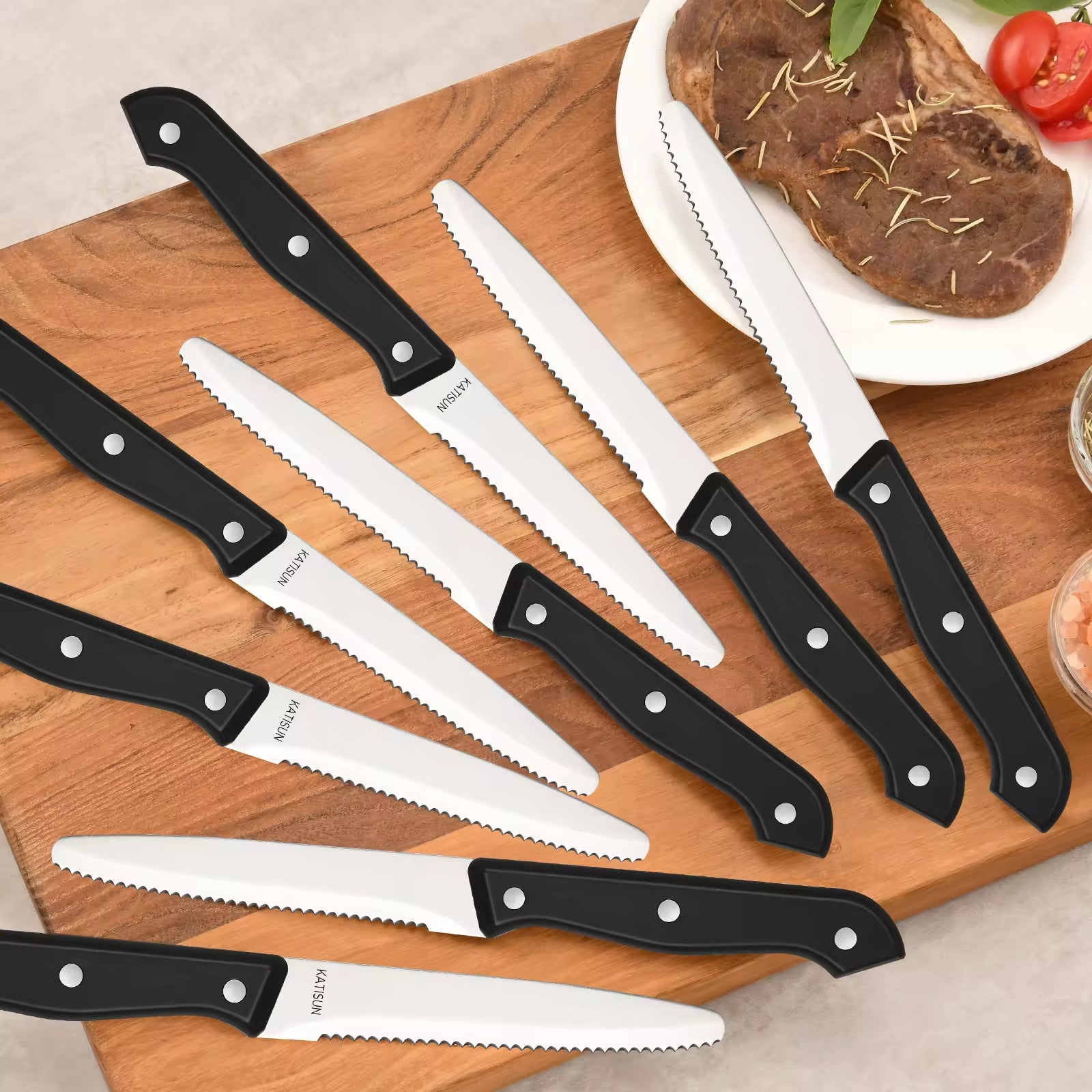 12-piece Kitchen Knife And Accessory Set With High-carbon Stainless Steel Blades, Including Meat And Steak Knives, With ABS Handles