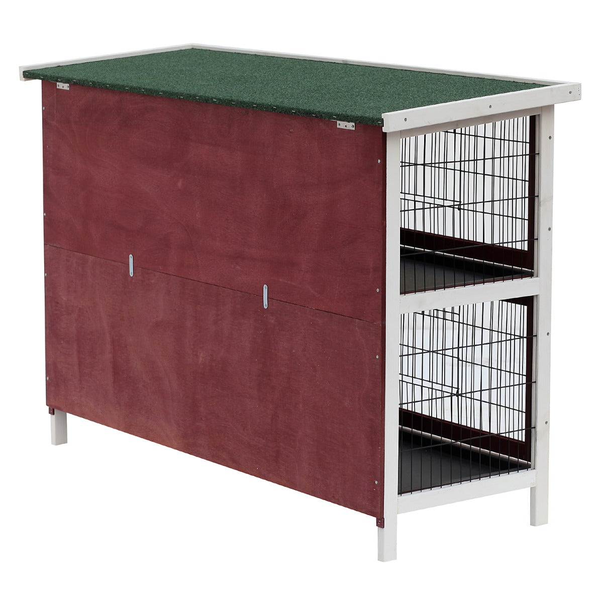 54" 2-Story Weatherproof Stackable Elevated Wooden Rabbit Hutch with Enclosed Run and Pull-Out Trays