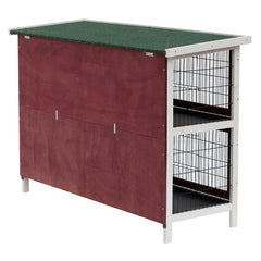 54" 2-Story Weatherproof Stackable Elevated Wooden Rabbit Hutch with Enclosed Run and Pull-Out Trays