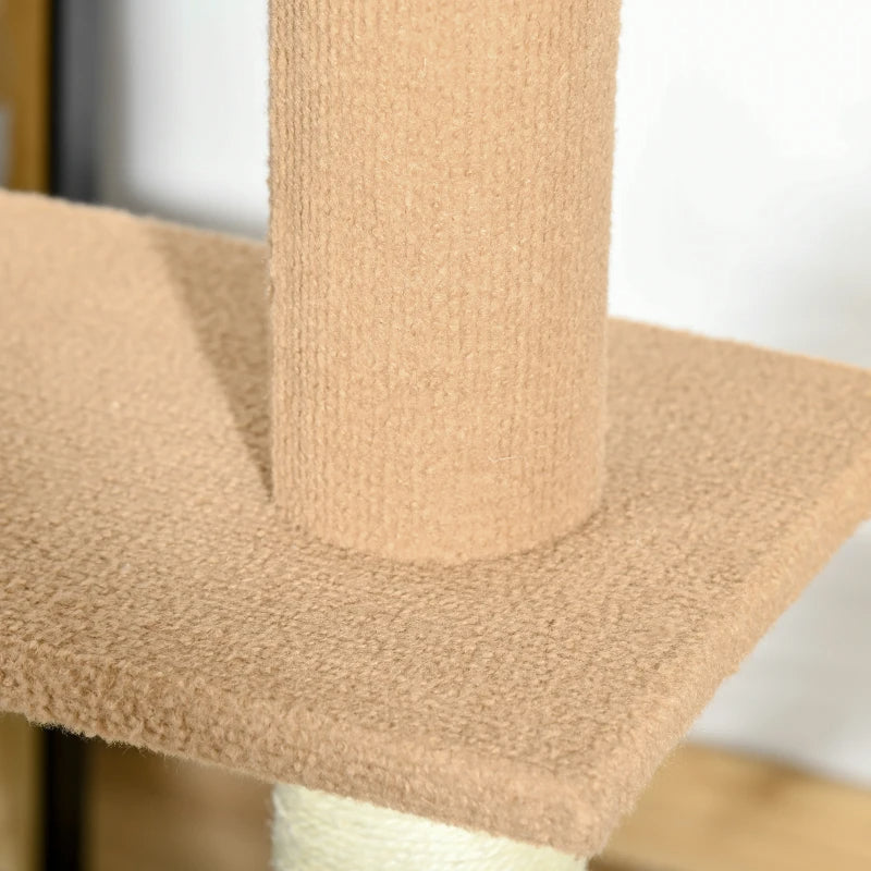 Floor-to-Ceiling Cat Tree Cat Climbing Tower With Sisal-Covered Scratching Posts Natural Cat Tree Activity Center For Kittens Cat Tower Furniture