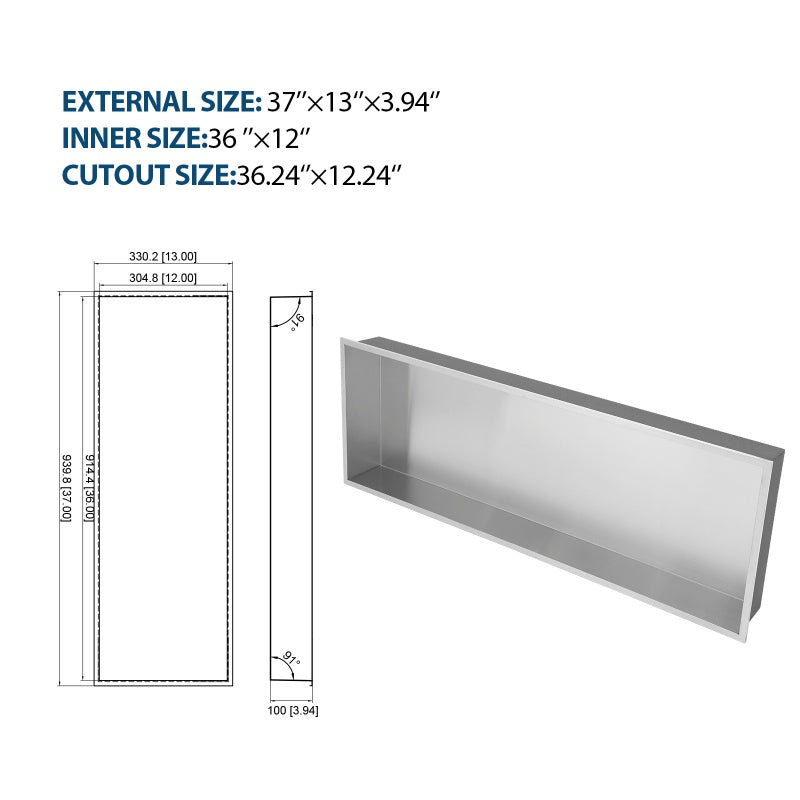 Stainless Steel Shower Niche, Gunmetal Black, Waterproof,  Leak-Free, Rust-Resistant,Easy Installation, Corrosion-Resistant