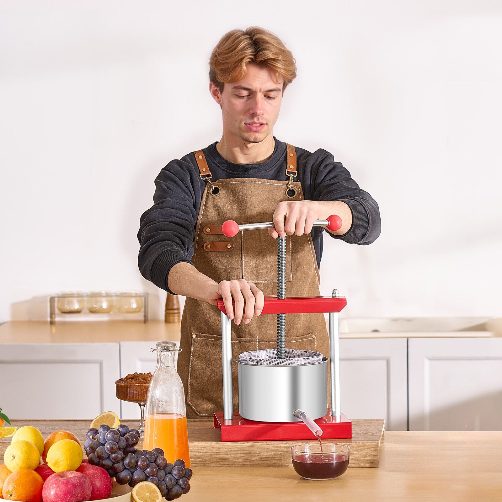 Fruit Wine Press Manual Press For Wine Making 0.8 Gal/3L Stainless Steel