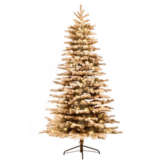 HOMCOM 7.5 Ft Pre-Lit Mountain Pine Artificial Christmas Tree, Snow Flocked Christmas Tree, Hinged Xmas Tree With 500 LED Lights And 1264 Branch Tips For Holiday Party Decoration, Green