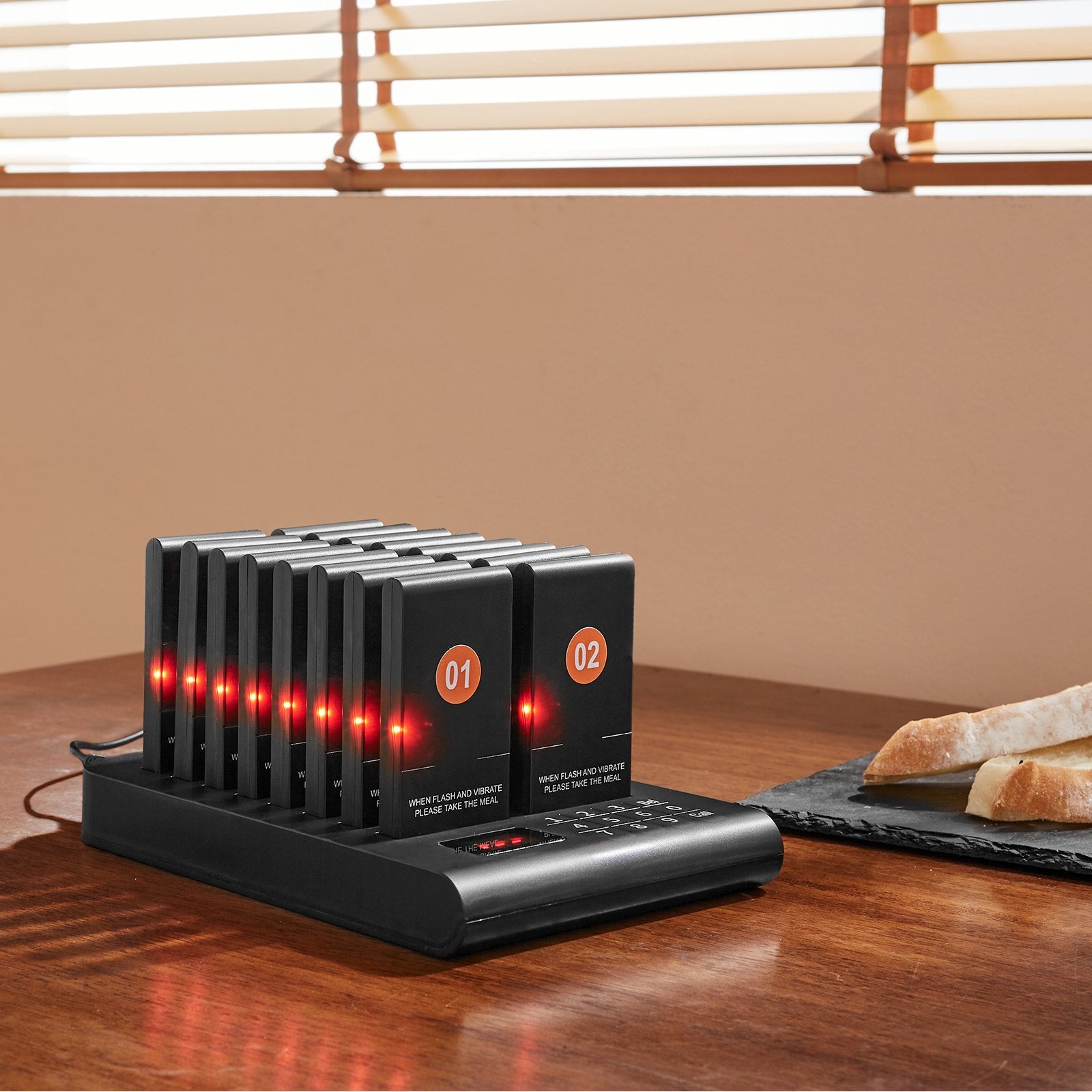 Restaurant Pager System, Wireless 500m Long Range Lineup Waiting Queue Signal, Guest Customer Calling Beepers With Vibration & Flashing, 16 Buzzers For Food Truck, Church, Nursery, Hospital