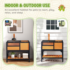 Tortoise Habitat with Shelf Storage Tortoise Gift Accessory with Weather Protection for Indoor, Yellow