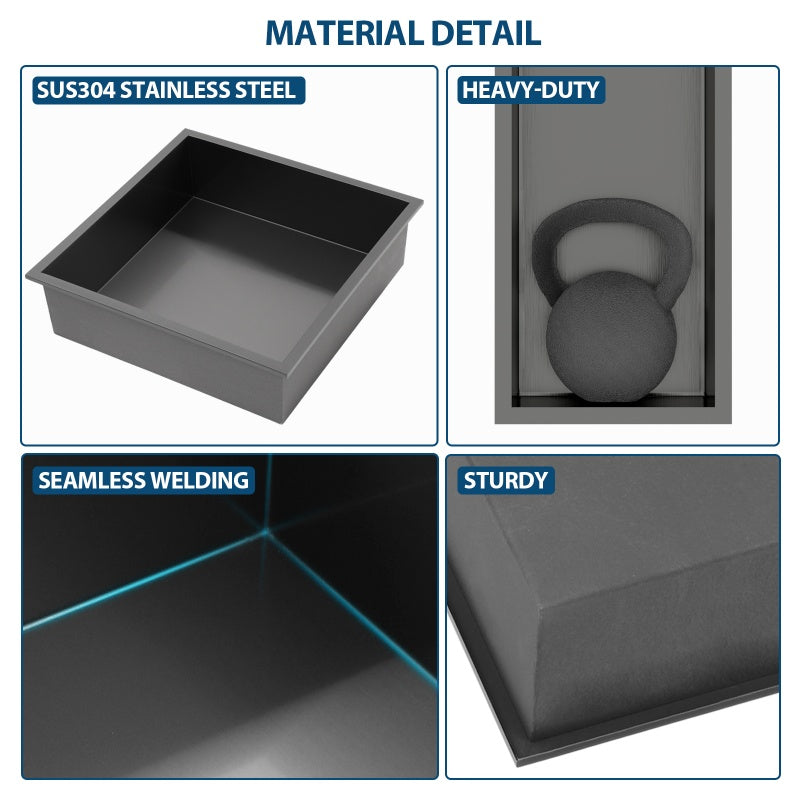 15 X 15 In Stainless Steel Shower Niche - Gunmetal Black, Waterproof, Easy Installation, Corrosion-Resistant