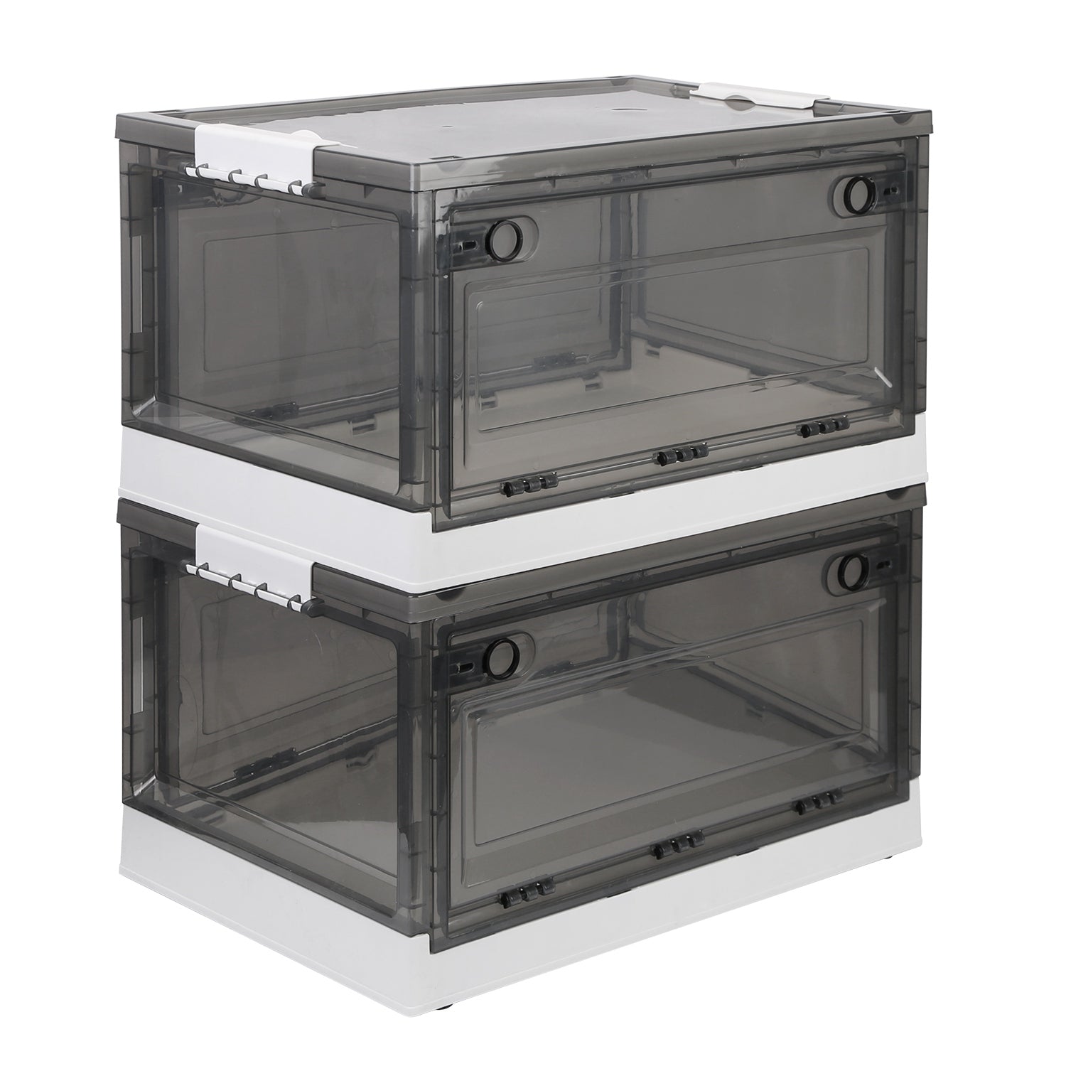 2 Packs Foldable Storage Bins Collapsible Storage Box Organizer Stackable Toy Container With Double Doors Top Lid Rolling Wheels For Clothes Toys Books