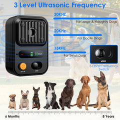 Black-Green Color Options -- 1Pc Ultrasonic Anti-Barking Device Rechargeable Auto Dog Bark Control Deterrent Box Training Device IPX4 Waterproof With 3 Frequency Max 32.8Feet Sensing Distance For Most