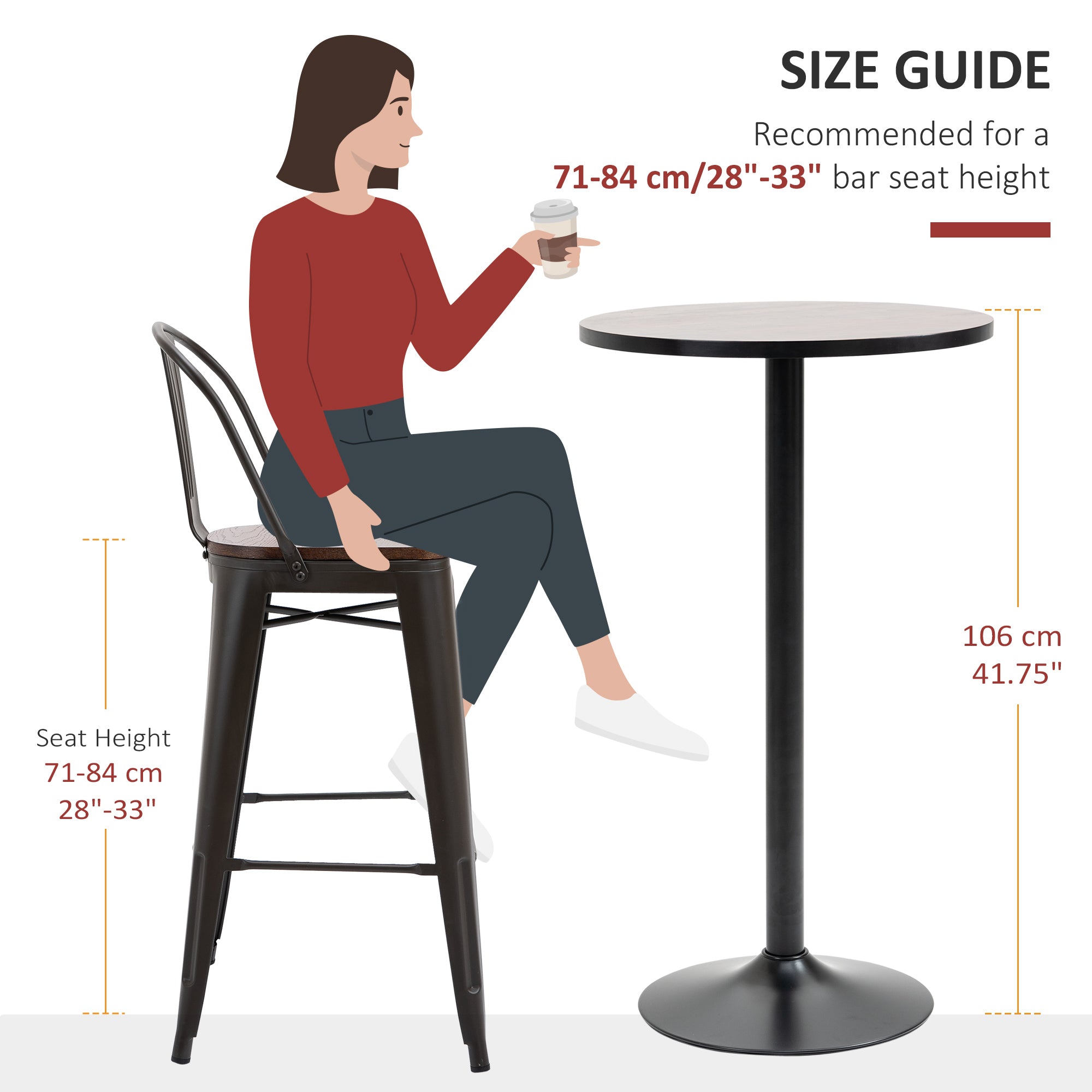 41" H Bar Height Round Bar Table