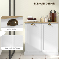 Dual Tilt out Laundry Hamper Cabinet with 2 Removable Basket, Modern Bathroom Storage Cabinet with Shaker Doors and Handles, White