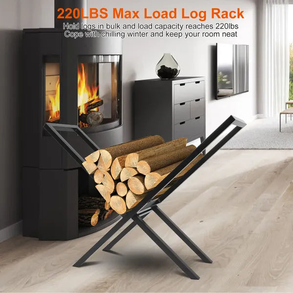 Firewood Log Rack 220LBS Steel Wood Lumber Storage Stacking Rack X Shape Storage Holder For Fireplace Firepit