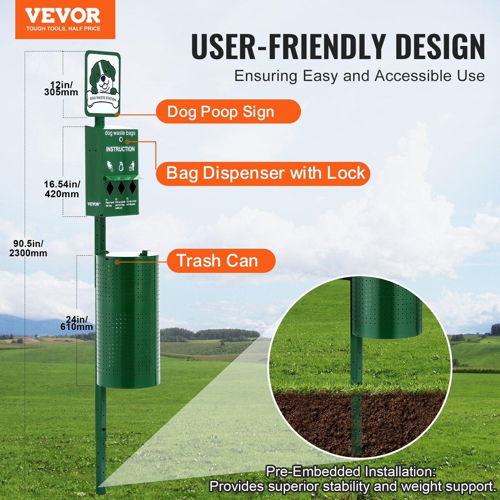 Dog Waste Station 11.5 Gallons Outdoor Dog Poop Station With 600 Bags