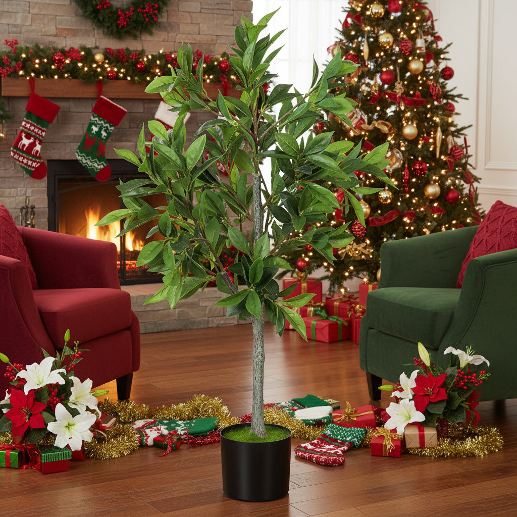 Artificial Tree Christmas Potted Plant Natural Green Holiday Decor For Living Room Office Home