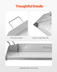 18x16 In Flat Top Griddle Stainless Steel Universal BBQ Grill Pan Cookware