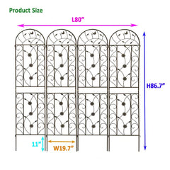 4 Pack Metal Garden Trellis 86.7" X 19.7" Rustproof Trellis For Climbing Plants Outdoor Flower Support Brown