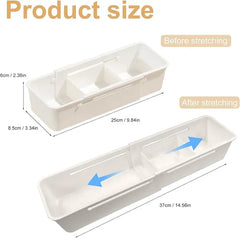 Expandable Storage Drawer Organizers, Multifunctional Drawer Fit Storage Bin Adjustable Kitchen Storage Organizer Storage Bin For Cosmetics Bathroom Wardrobe And Office Drawer