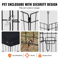 Dog Playpen 8 Panels Foldable Metal Dog Exercise Pen With Pad Cover 30"H