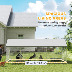 Heavy Duty Outdoor Dog Kennel With Waterproof Roof, Secure Latch, Chain Link Dog Run For Backyard, 19.7 X 7.5 X 7.9