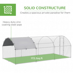Large Chicken Coop Metal Chicken Run with Waterproof and Anti-UV Cover, Dome Shaped Walk-in Fence Cage Hen House for Outdoor and Yard Farm Use, 1" Tube Diameter, 9.2' x 18.7' x 6.5'