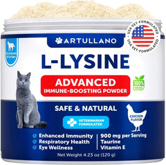 Lysine For Cats Lysine Powder Supplement 900mg Serving Immune Support For Cats & Kittens Sneezing Runny Nose Squinting Watery Eyes Cold Eye Respiratory Health With Taurine