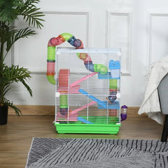 5 Tiers Hamster Cage Portable Animal Travel Carrier W Exercise Wheels Tube