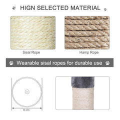 102" Adjustable Height Floor to Ceiling Cat Tree, 5 Level Cat Tower with Scratching Posts, Hammock, Gray