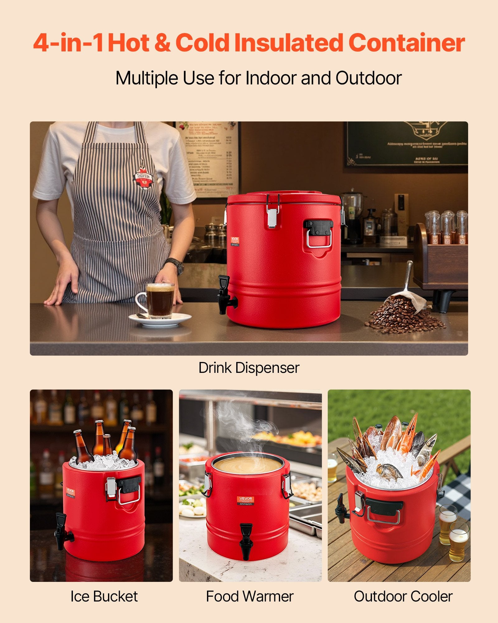 Insulated Beverage Dispenser For Hot And Cold Drinks 8 Gal/30L Cooler Jug