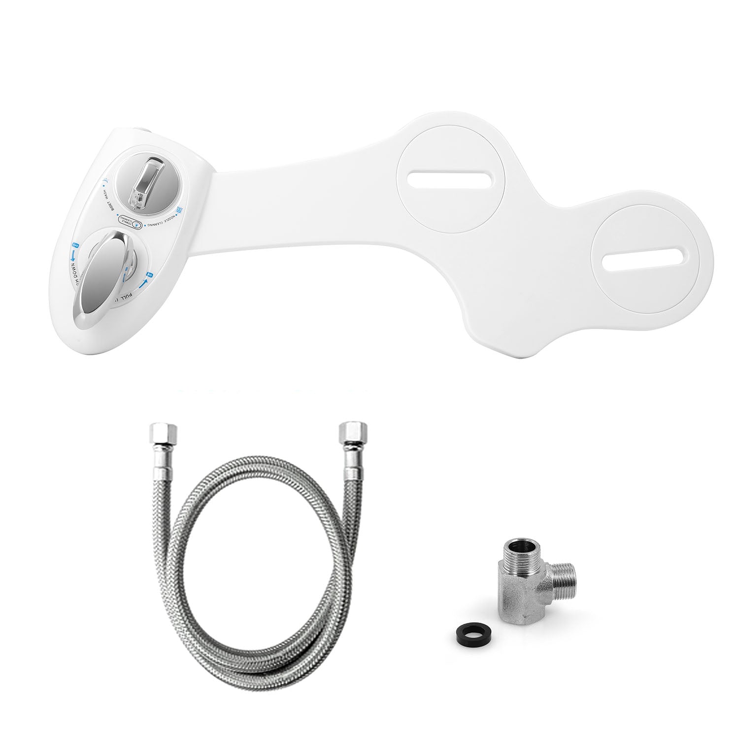 Cold Water Spray Bidet Self-Cleaning Dual Nozzle Bidet Feminine Wash Non Electric Mechanical Toilet Seat Cover