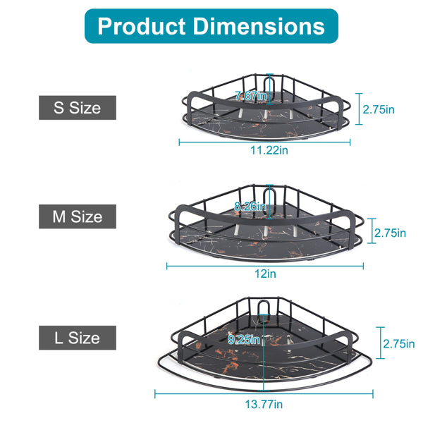 Corner Shower Caddy Tension Pole, Quick Setup, Rust-Free Bathroom Shower Organizer Corner For Bathtub Shampoo Storage, 4-Tier Adjustable Shelf, Drill Free, Fits 8.66 To 116 Inch Height, Black