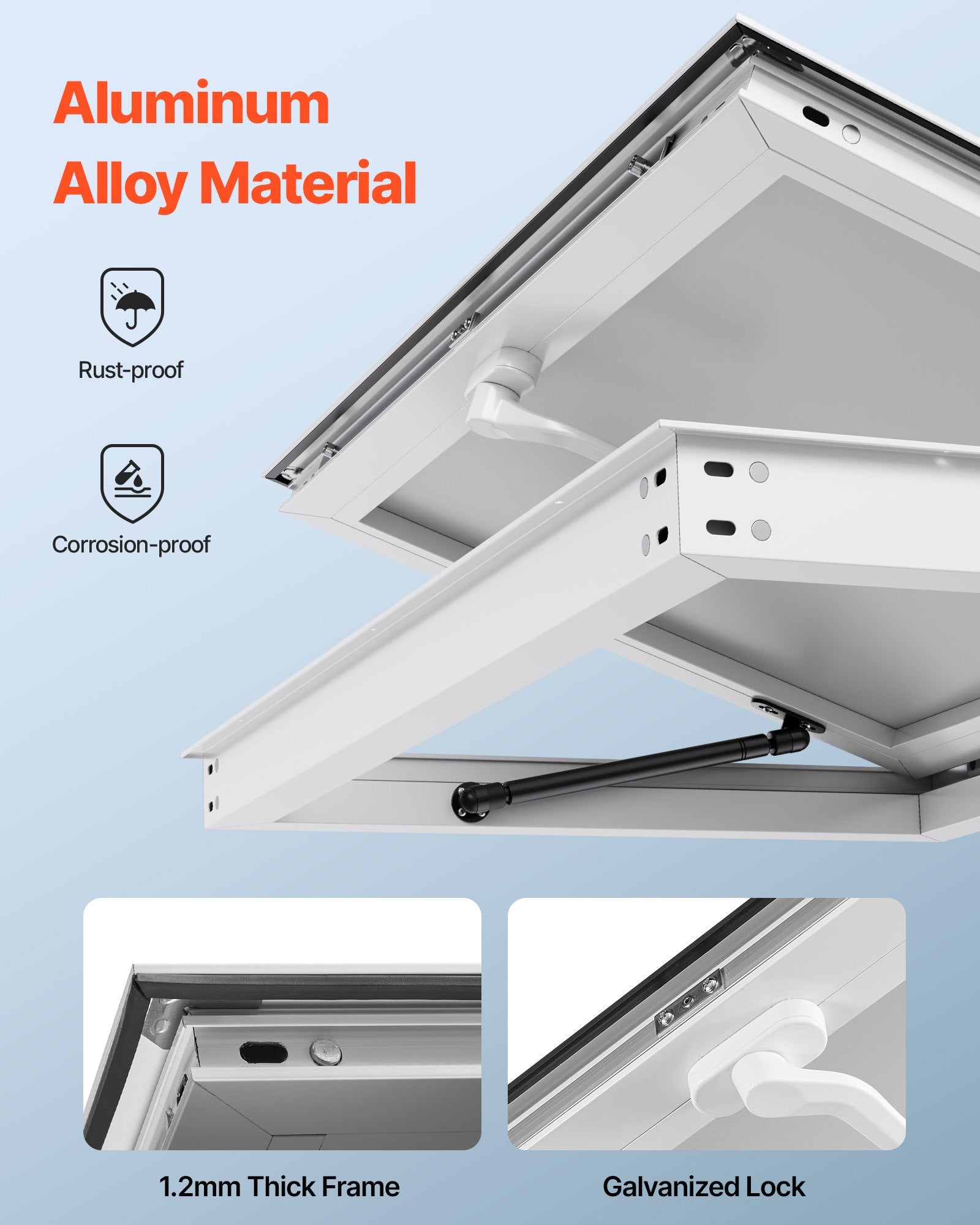 53x33in Concession Stand Serving Window Food Truck Service Awning Aluminum Alloy